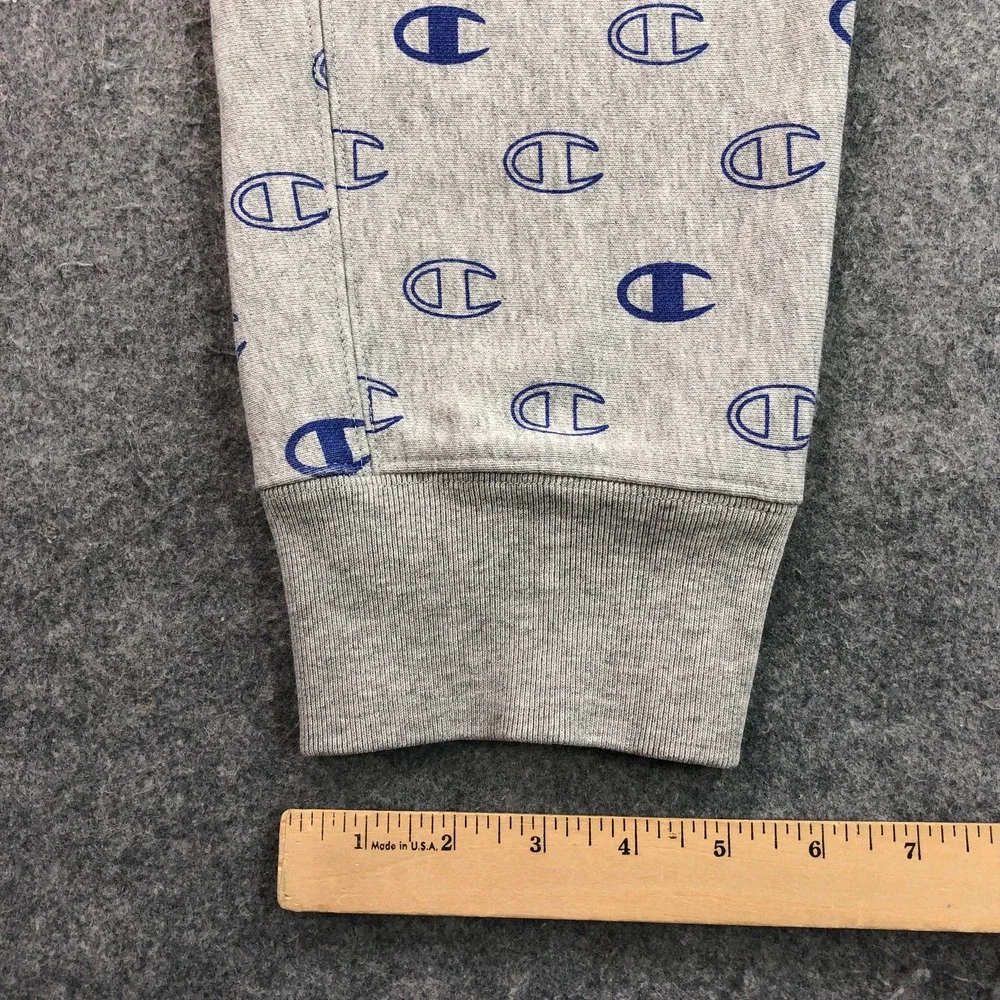 Champion Mens Reverse Weave Sweatpants XL Gray All Over Logo Print Joggers